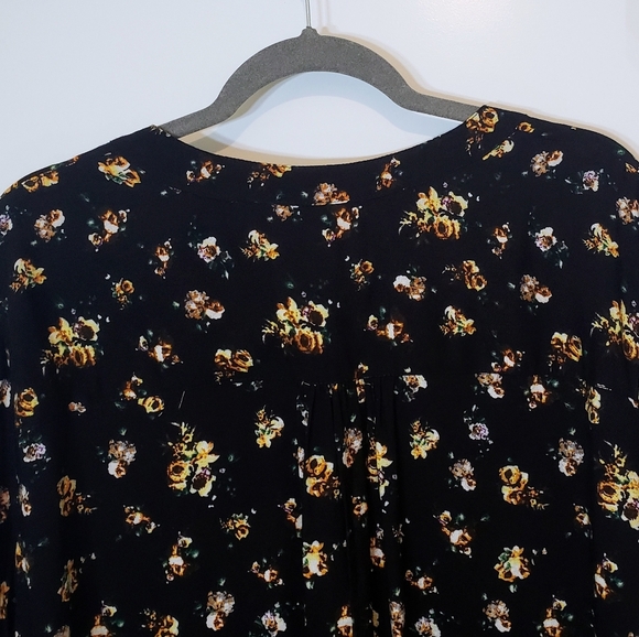 Philosophy Woman Viscose Floral Print Blouse Black Yellow White Size 3X - Picture 13 of 16